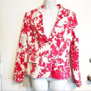 7th Avenue NY&CO Red White Abstract Floral Blazer